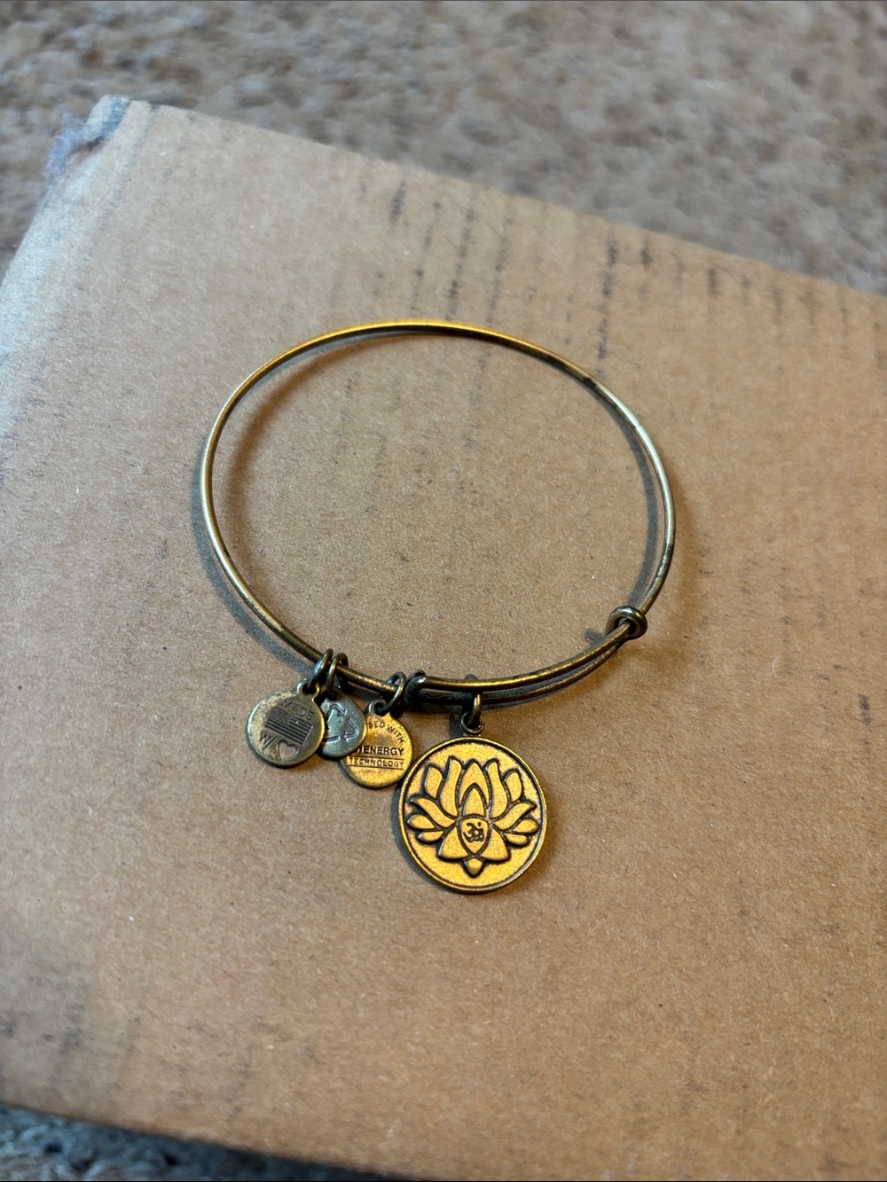Alex and Ani Gold Lotus Charm Bangle Bracelet